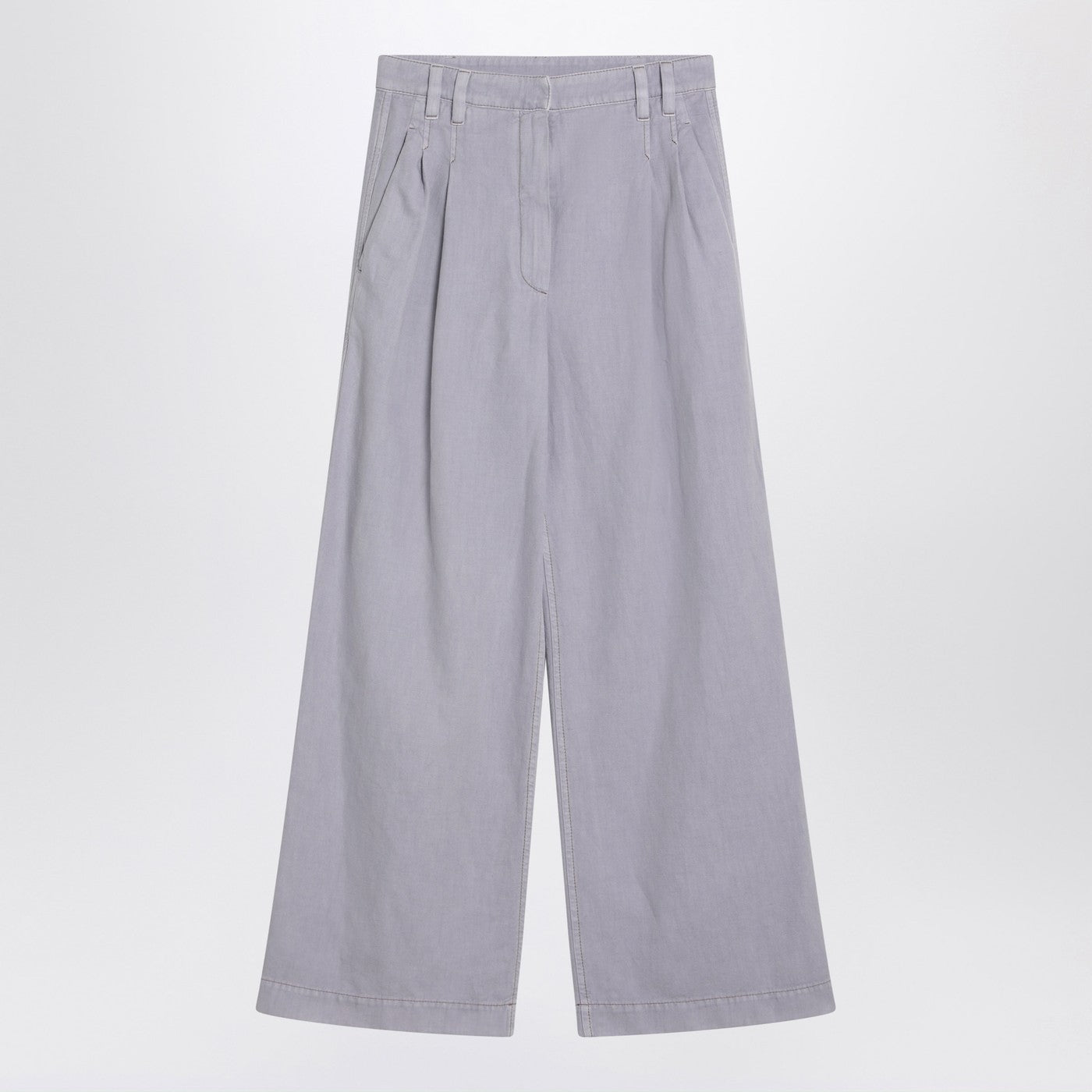 Brunello Cucinelli リネンブレンドのブルネッロクシネリワイドライラックズボン - Image 1