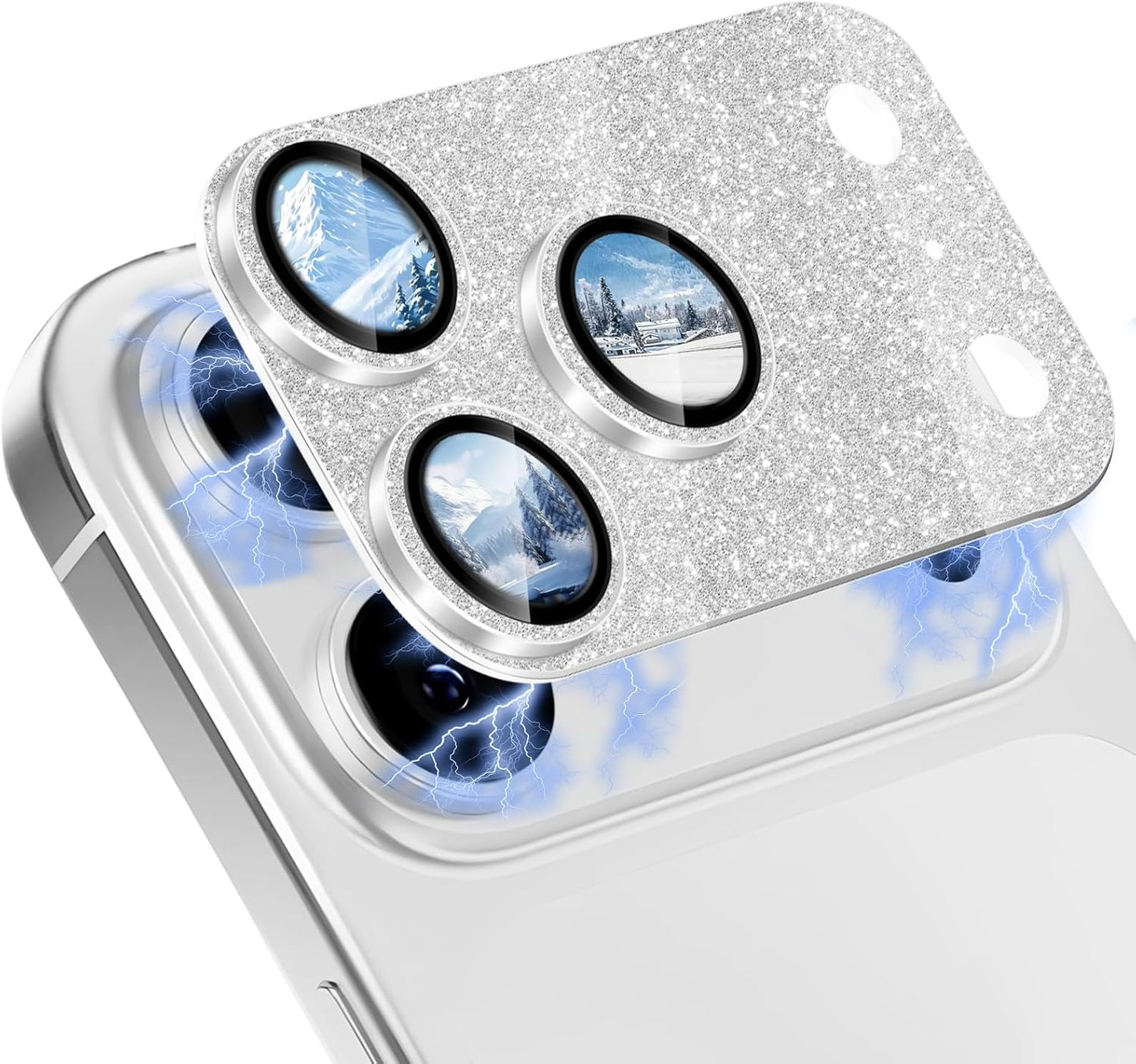 CeiBand Camera Film Compatible with iPhone 17 Pro Lens Cover for iPhone 17 Pro Camera Protection Aluminum Alloy Edge + Tempered Glass Sparkly Lens Protective Film High Transmittance Prevent