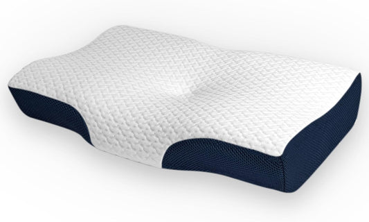 DreamCat's Memory Foam Pillow, Made in Japan, Neck Painless, Adjustable Height, Backward, Side Facing, Gift (Dark Blue)