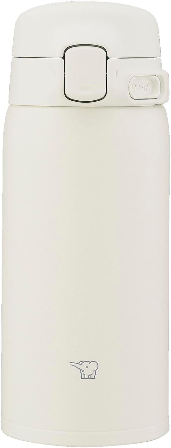 Zojirushi Thermos Bottle 360ml 【Easier to Clean and Improved】 Dishwasher Safe, Seamless Lid, Only 2 Items to Wash, Lightweight & Compact, Keeps Cold & Warm, One-Touch Mug, Cocoon White SU-BA36-WM