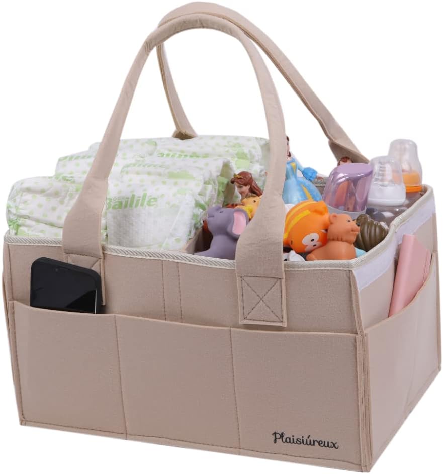 【Midwife-Supervised】Diaper Stacker, Diaper Stacker, Storage Bag, Baby Supplies, Wipes Case, Newborn, Baby, with Lid plaisiureux (Presjewel), beige