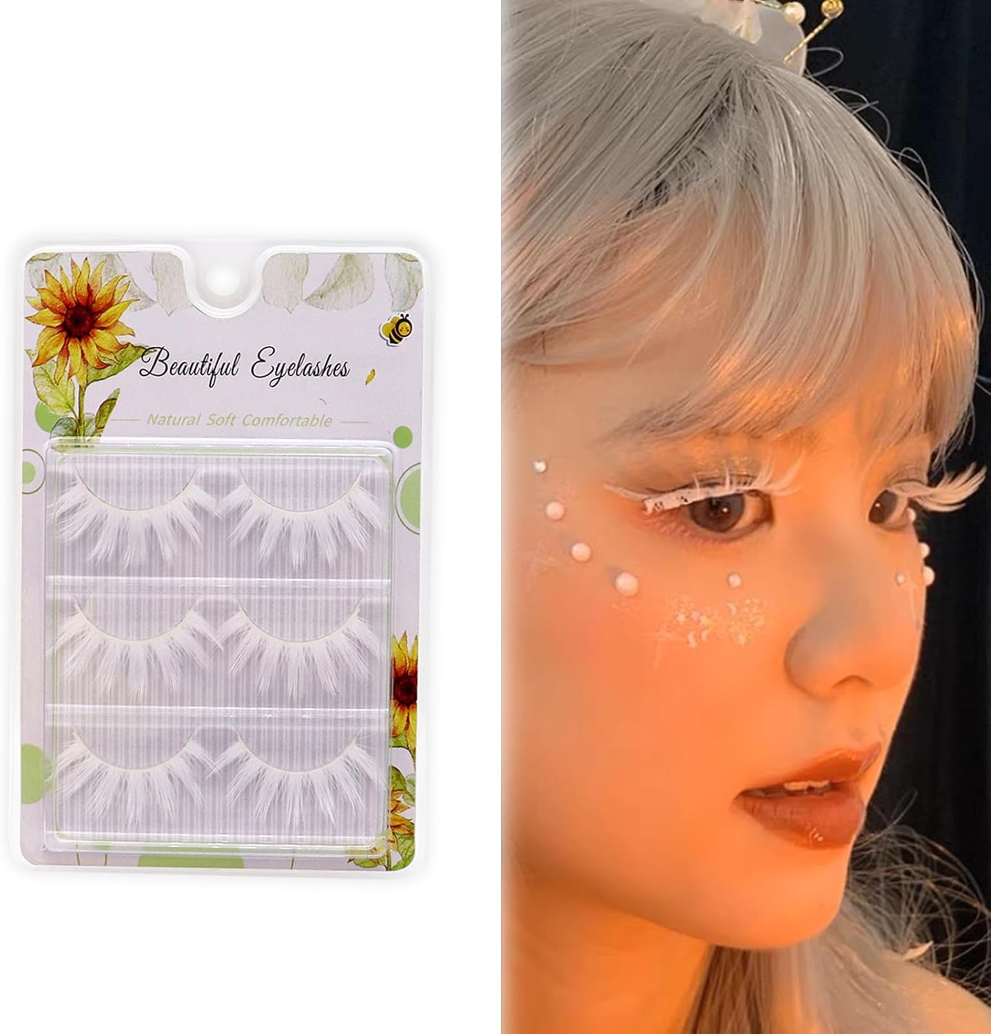 COSPLAY False Eyelashes, Top Eyelashes, 3D False Eyelashes, Popular, Handmade False Eyelashes, Actress Eyelashes, Soft, White, High Quality Fiber, Lifestyle Makeup, 3D Dimensions, Home DIY, Long