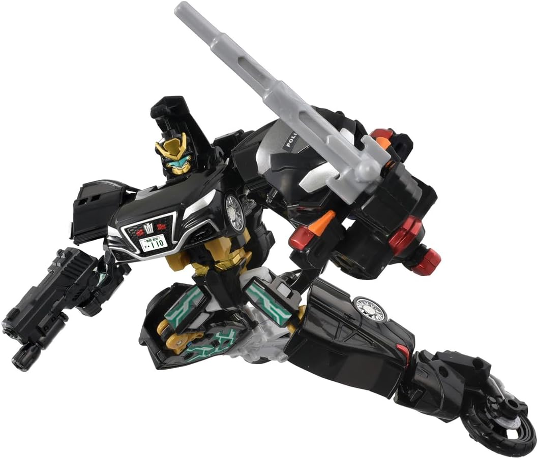 Takara Tomy Tomica Job Braver TJBDX Unite Police Braver ZERO Undercover Patrol Car & Black Bike Combination Set Mini Car Toy Ages 3 and Up