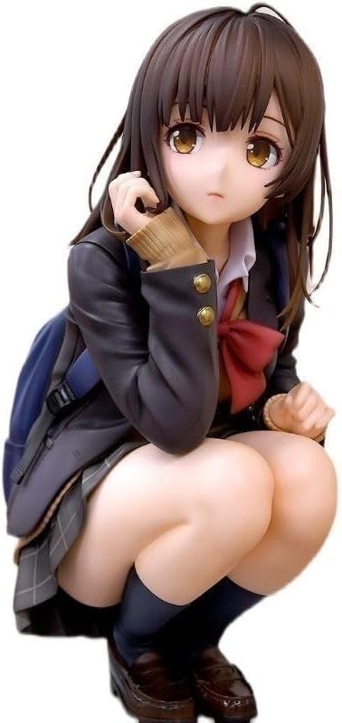 YOIQI Pretty Shaving High School Student Harasa Figure, Excellent Anime Figure Toy Dream Chassis Two-Dimensional Figure, Crouching Posture Height 6.3 inches (16 cm)