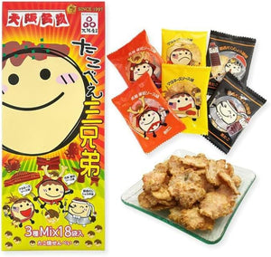 【Osaka Souvenir】Takobe Three Brothers 18-Pack 3 Varieties Mayonnaise Sauce Flavor Original Secret Sauce Flavor Kansai Dashi Soy Sauce Flavor Crackers