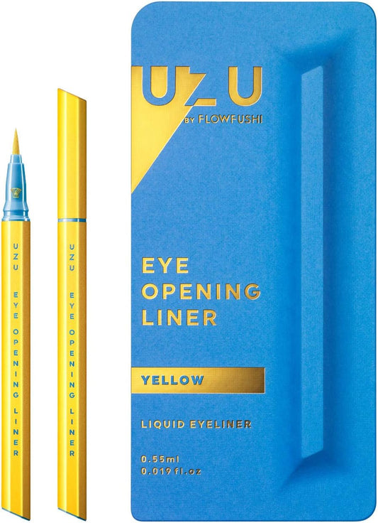 UZU By Flowfushi Eye Opening Liner, Liquid Eyeliner, Hot Water Removable, Alcohol Free, Hypoallergenic, Color: Yellow