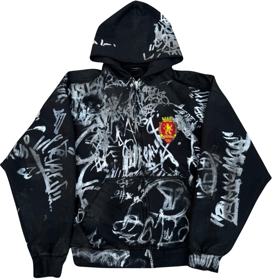 BALENCIAGA 'BLACK' SKATER ZIP UP HOODIE