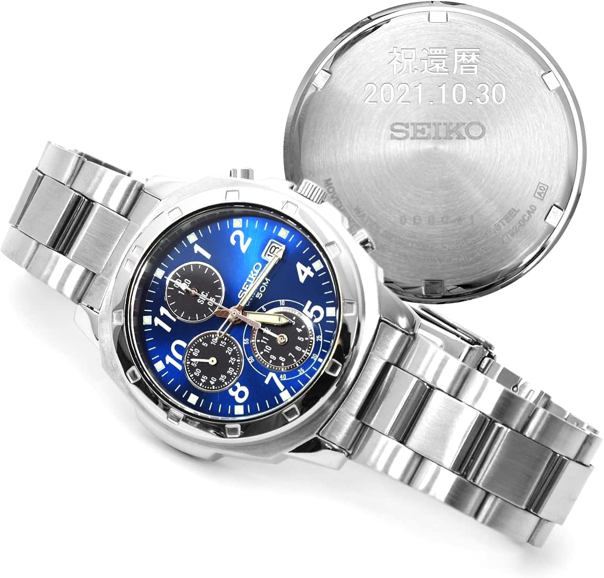 Seiko Seiko Wristwatch, Men's, Men's, Engraved, 60th Birthday Celebration, Gift, Commemorative, blue