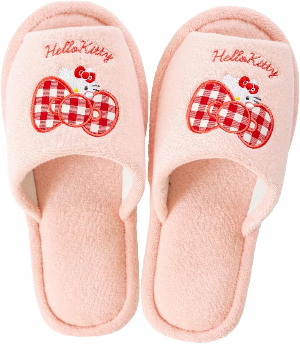 OKA Sanrio Characters Scrunchie Washable Slippers, Pink (Kitty) (Hello Kitty Cute)