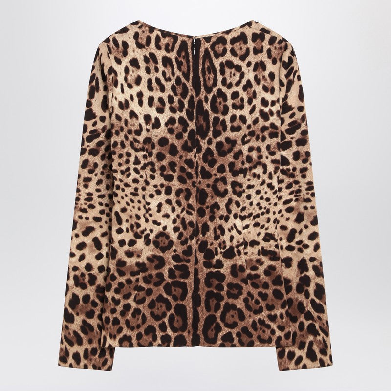 Dolce  Gabbana ドルチェ＆ガッバーナシルクブレンドヒョウ柄Tシャツ - Image 1