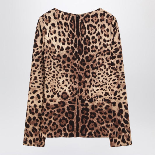 Dolce  Gabbana ドルチェ＆ガッバーナシルクブレンドヒョウ柄Tシャツ - Image 1