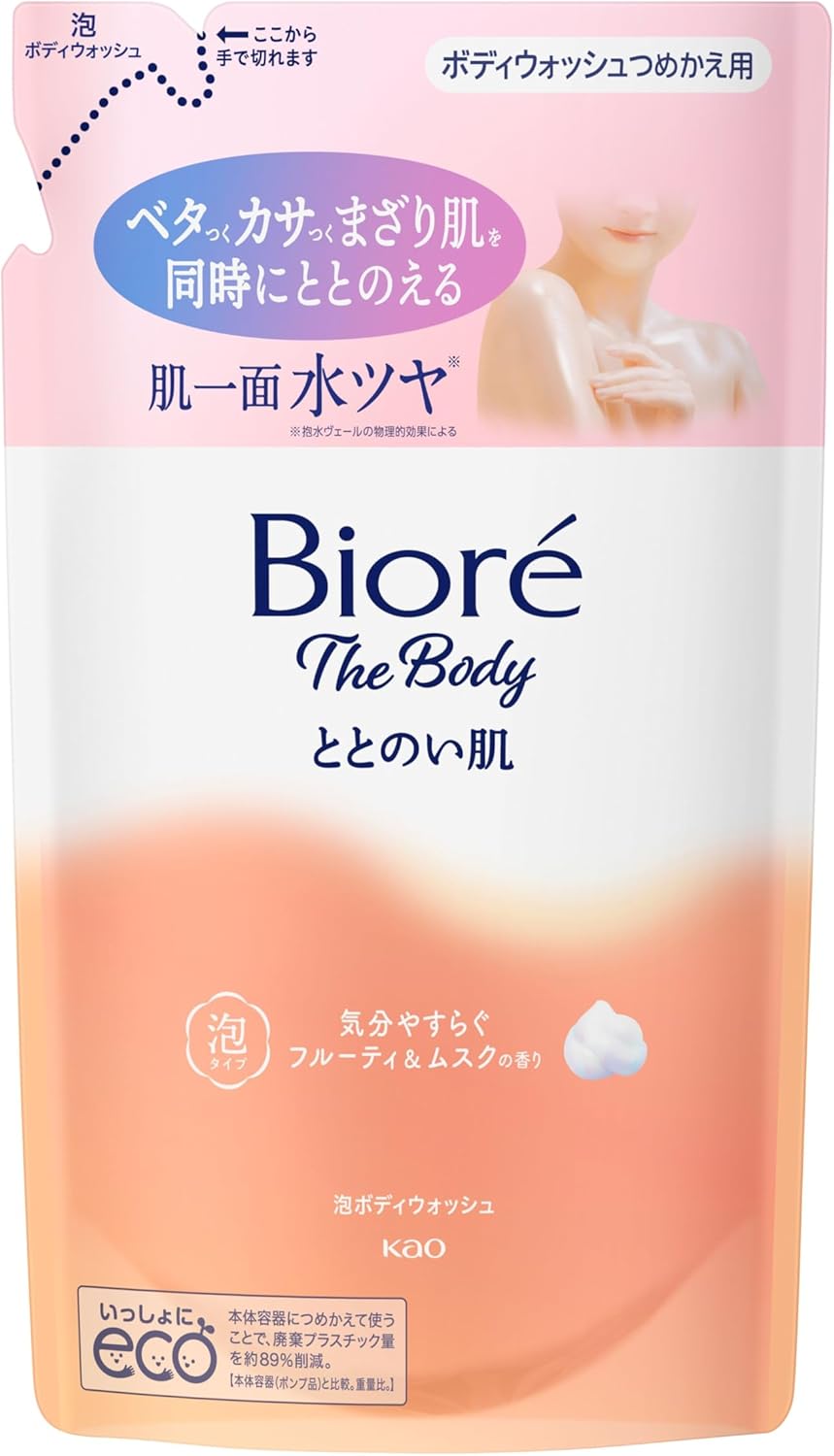 Bioréu Biore The Body, Smooth Skin, Foaming Type, Fruity & Musk Scent, Refill, 15.2 fl oz (440 ml), Body Wash, Body Soap