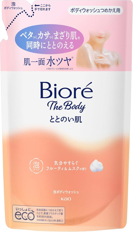 Bioréu Biore The Body, Smooth Skin, Foaming Type, Fruity & Musk Scent, Refill, 15.2 fl oz (440 ml), Body Wash, Body Soap