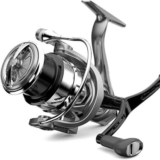 YU250 Spinning Reel, Fishing Reel, Double Handle, Shallow Groove Spool, Lightweight, Maximum Drag Force, 22.0 lbs (10 kg), Easy to Handle, Saltwater and Freshwater Use, Left Handle, Interchangeable Left and Right Handle, Gear Ratio: 5.2:1