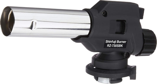 Shinfuji RZ-730SBK Burner Power Torch Gas Burner, Upside Down Use, Roasting, Cooking, Welding, Adjustable Power, Large Diameter 0.9 in (22 mm), Small, Black