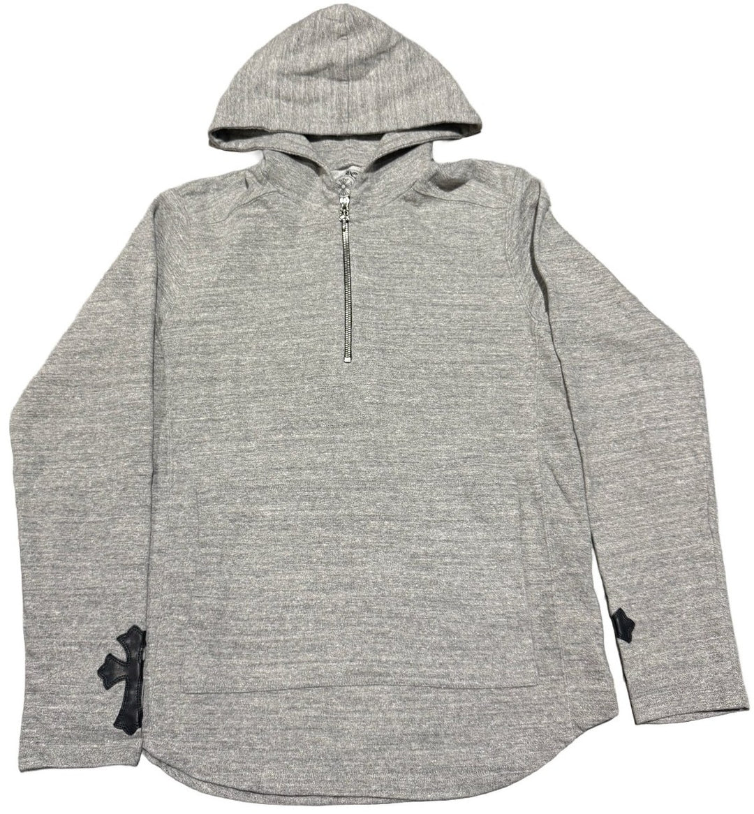 CHROME HEARTS 'GREY' CROSS PATCH QUARTER ZIP HOODIE