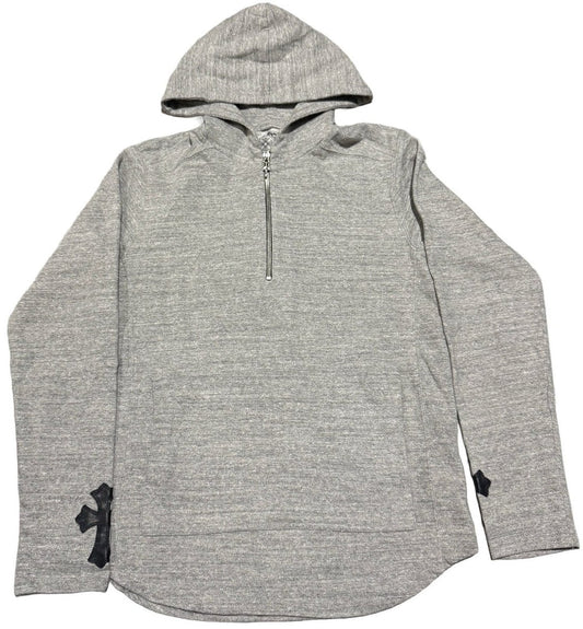 CHROME HEARTS 'GREY' CROSS PATCH QUARTER ZIP HOODIE