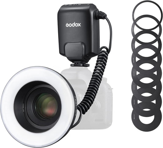 Godox ML-150II Macro LED Ring Flash Speedlite Macro LED Ring Flash Speedlite Macro LED Ring Flash Speedlite Compatible with Sony Canon Nikon Fuji Olympus Panasonic DSLR Camera
