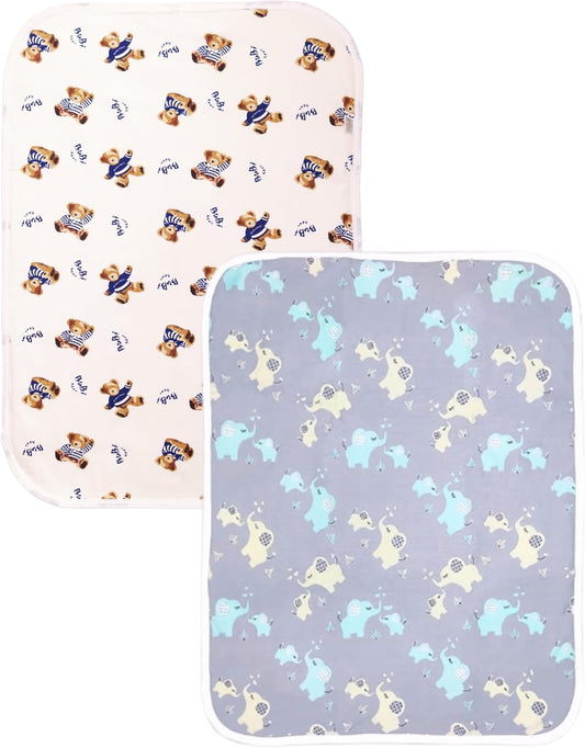 La Kissa Diaper Sheet, Waterproof Sheet, Baby Diaper Changing Sheet, Portable, Mat, Perfect Size 19.7 / 27.6 inches (50 / 70 cm), Pets, Choose Your Design (Blue Bear + Elephant)