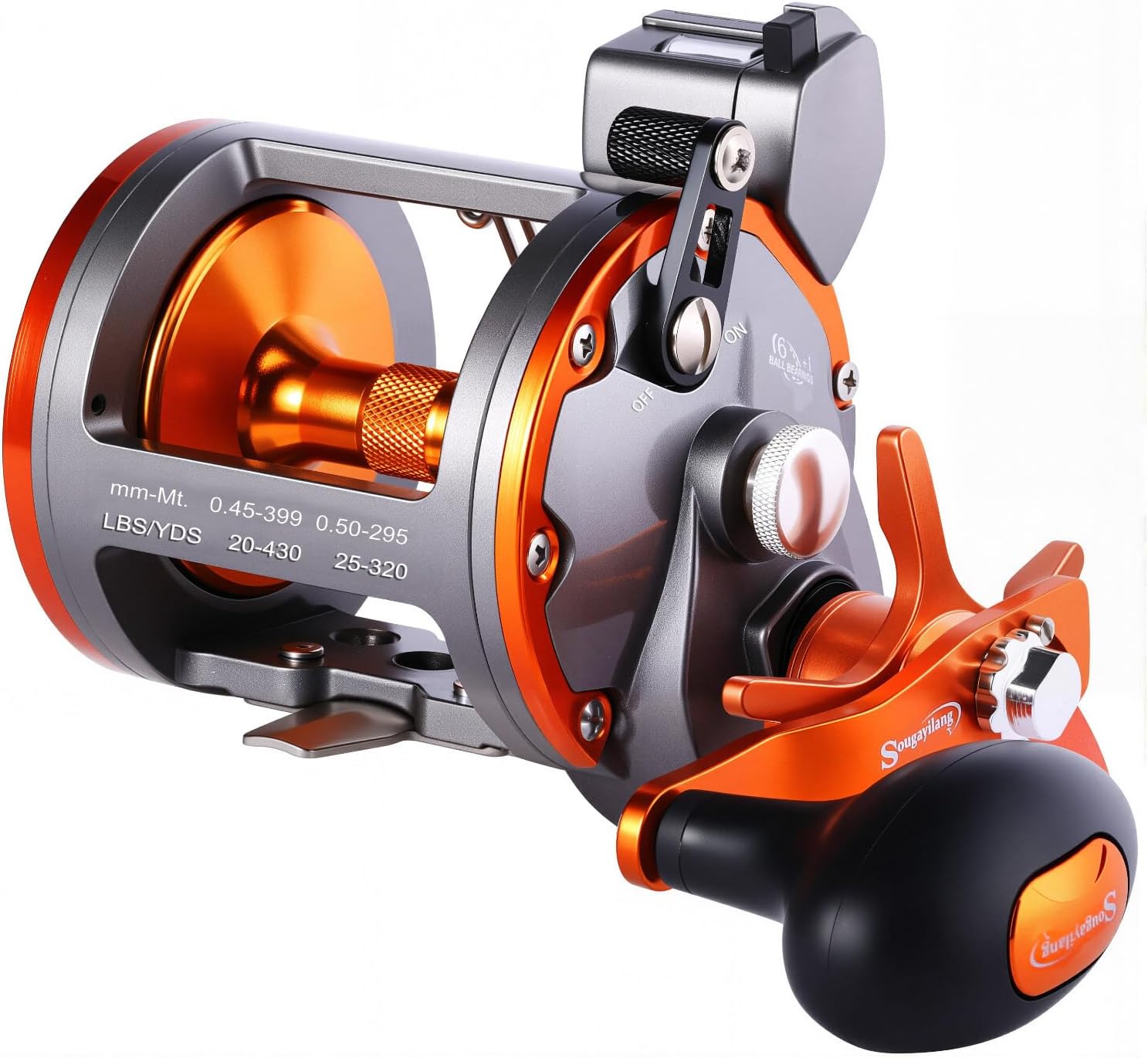 Sougayilang Line Counter Trolling Reel Traditional Level Wind Fishing Reel Thunder LS II 4000R-Right Hand