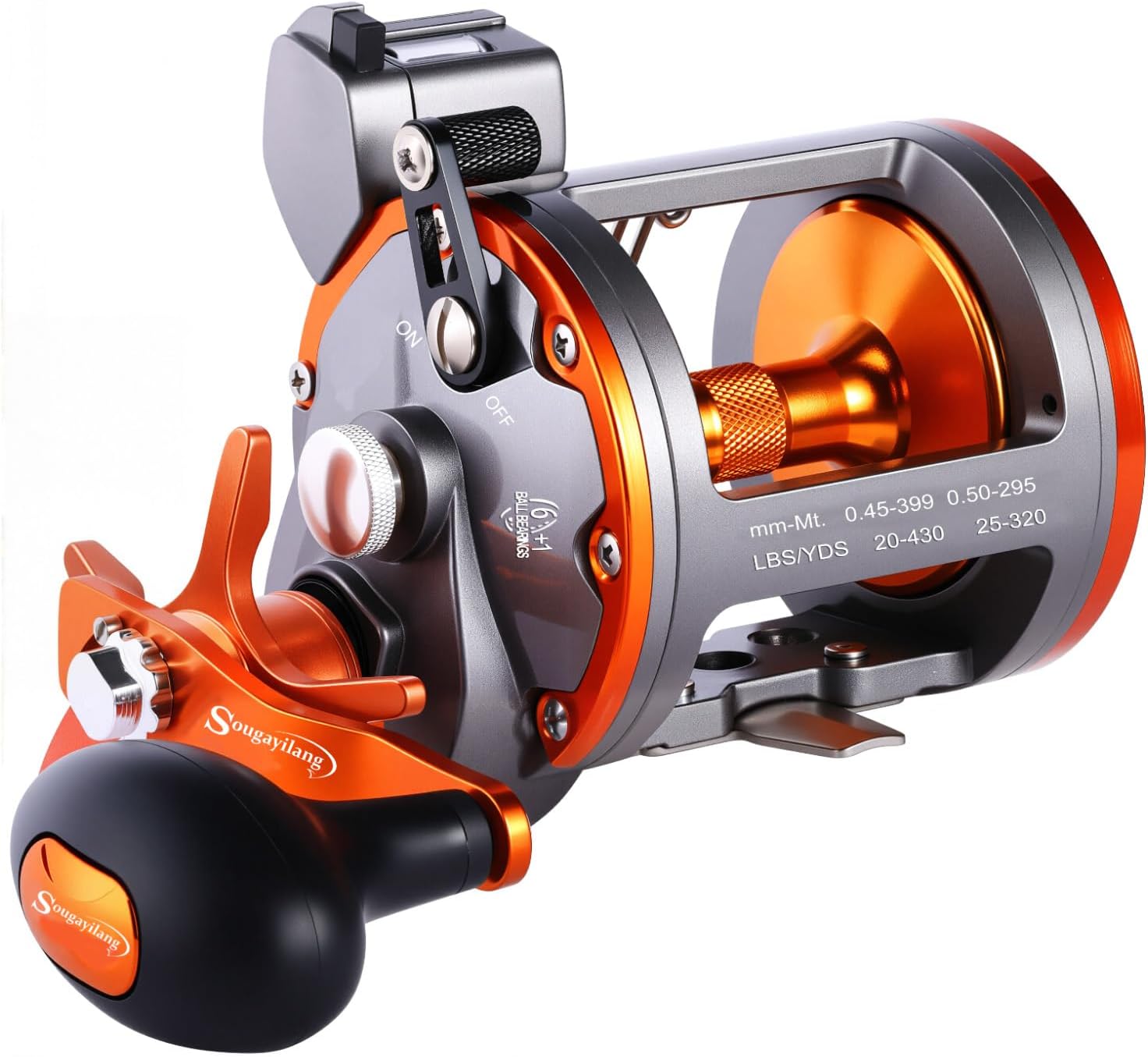 Sougayilang Line Counter Trolling Reel Traditional Level Wind Fishing Reel Thunder LS II 3000L Left Handed