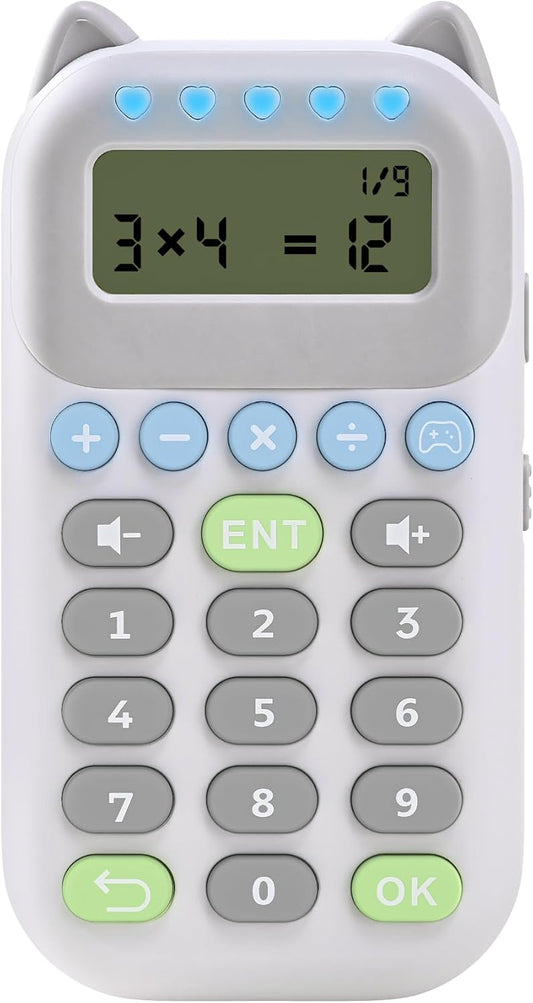 Umimile Arithmetic Drill, For Arithmetic Calculation, Training, Multiplication, Division, Addition, Mini Game, Quiet Mode, Rechargeable, Type-C Cute Cat Shape, Display Included, For Children