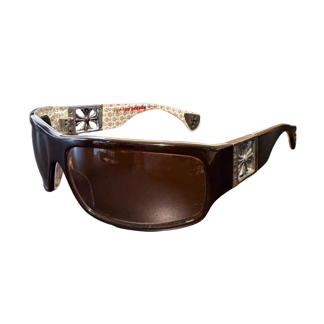 CHROME HEARTS 'REJECTED' BROWN SUNGLASSES
