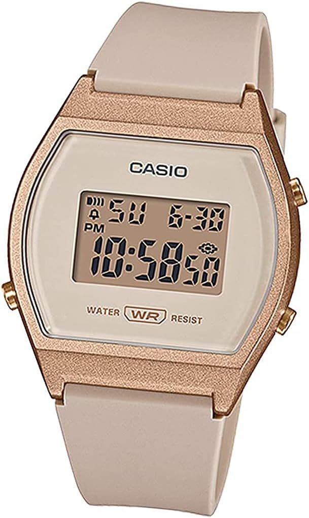 Casio Standard Standard Digital LW204 Digital Watch for Women, Kids, Girls, LW-204, Waterproof, Lightweight, Thin, Simple, Easy Operation, Business Watch, beige/rose, Simple