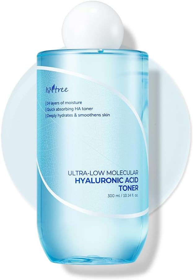 ISNTREE Ultra-low Molecular Hyaluronic Acid Toner 300ml, 10.14 fl.oz | Quick absorbing Hyaluronic acid toner | Deeply hydrates and smoothens The skin
