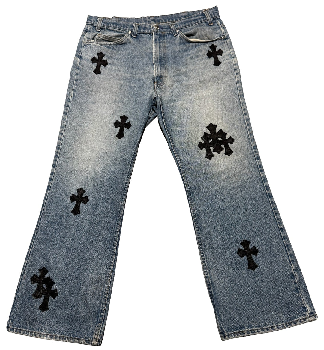 CHROME HEARTS '20 PATCH' LIGHT WASH LEVI'S 517 JEANS