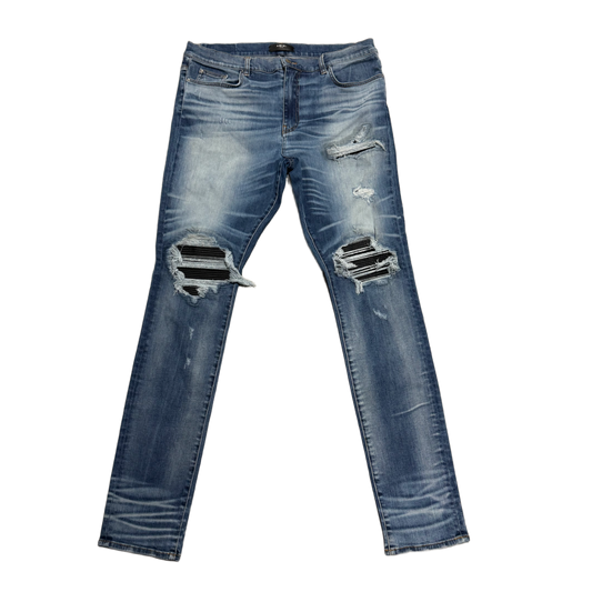 AMIRI 'BLACK PANEL' DISTRESSED JEANS