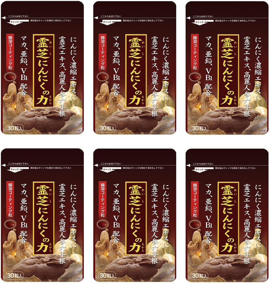 Dainichi Healthy Foods Reishi Garlic Power, 30 Capsules x 6 Bags, Garlic Egg Yolk, Reishi, Ginseng, Maca, Zinc Formulated Supplement