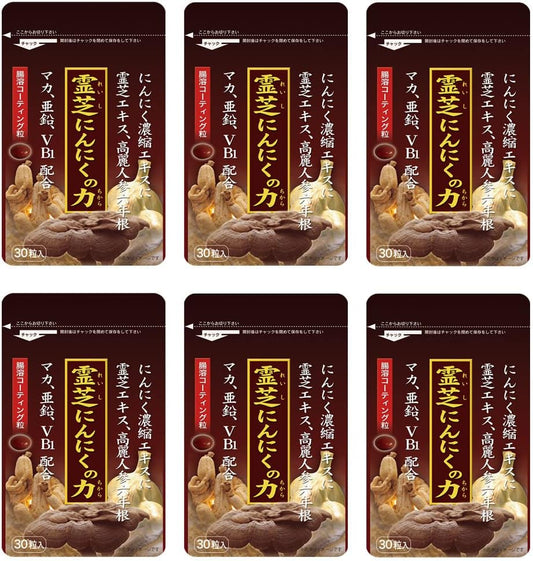 Dainichi Healthy Foods Reishi Garlic Power, 30 Capsules x 6 Bags, Garlic Egg Yolk, Reishi, Ginseng, Maca, Zinc Formulated Supplement