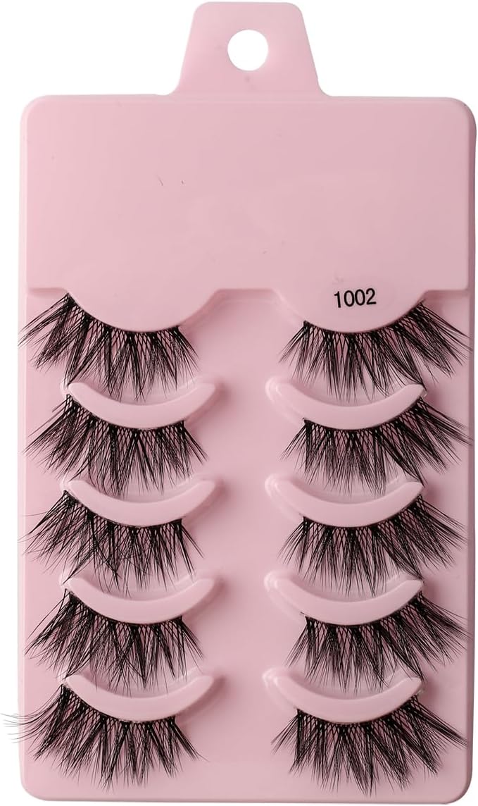 5 Pairs 3D Short Mink Eyelashes Ultra Thick Stage Makeup Natural False Eyelashes Long Eyelashes Extension False Eyelashes Handmade (1002)