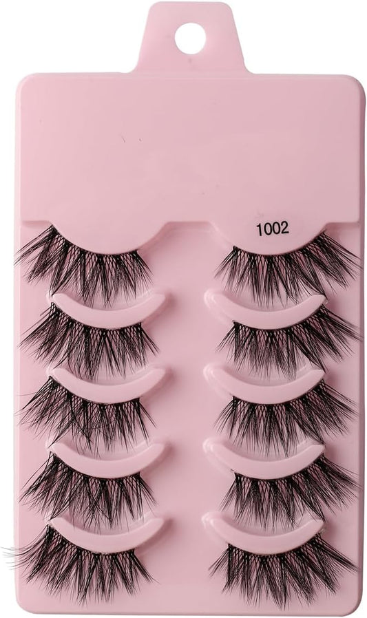5 Pairs 3D Short Mink Eyelashes Ultra Thick Stage Makeup Natural False Eyelashes Long Eyelashes Extension False Eyelashes Handmade (1002)