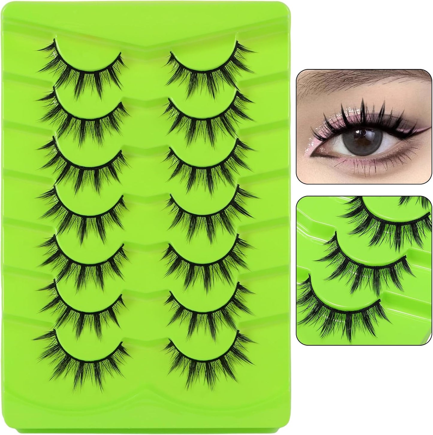 7 Pair Manga Eyelashes Japanese Anime Cosplay Eyelashes Spiky Wet Look Eyelashes Asian False Eyelashes Cluster (062)