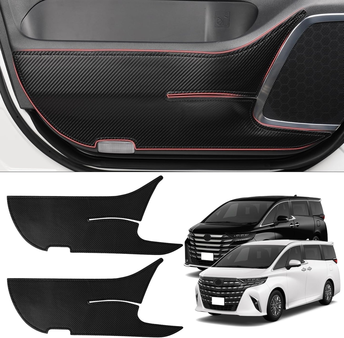 Toyota Alphard 40 Series Door Kick Guard, Vellfire Door Trim Guard, ALPHARD VELLFIRE 40 Series, AGH4#W AAHH4#W TAHA4#W, June 2023 and Up, Scratch/Stain Prevention, Interior Custom Parts,