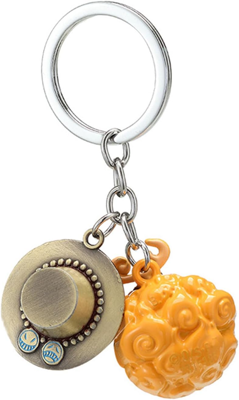 Morydovs 3D Alloy Keychain for Dress, Devil Fruit, Straw Skull, Bag Charm, Character, Metal Alloy, Popular Anime, Goods, Decoration, Gift, Collection, Popular, Character, Anime, Moe Goods, Fashionable