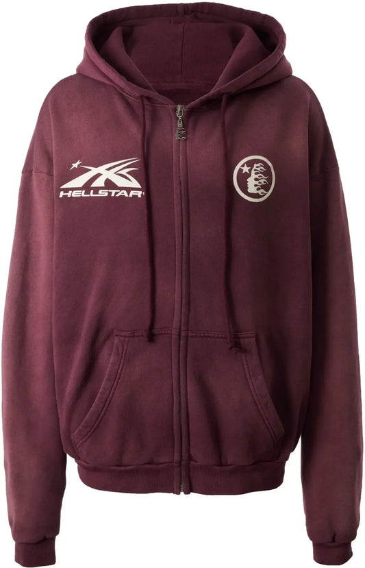 HELLSTAR SPORTS 'BURGUNDY' ZIP-UP HOODIE