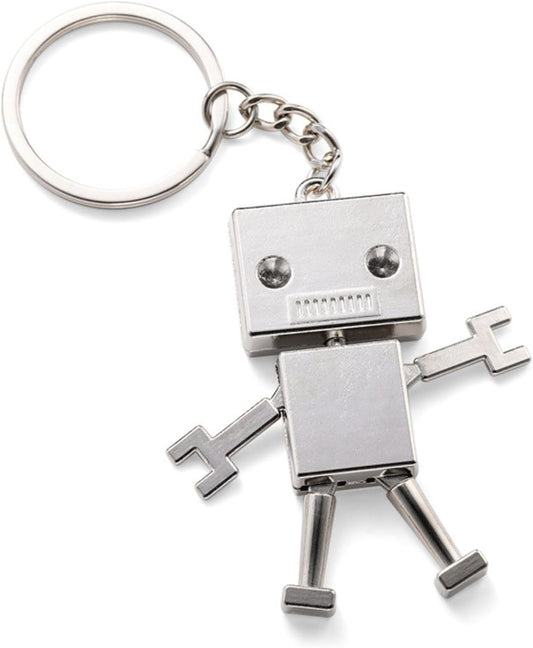 (Amazing Green) Robot Keychain Cute, Lovely, Movable, Zinc Alloy | 手足が動くギミックを搭載したレトロ調デザインのロボット型キーホルダー、耐久性のある亜鉛合金製で重厚感のある仕上がり、車の鍵や家の鍵をまとめる二重リング付きで紛失防止に役立つ実用品、リュックやカバンのワンポイントとして飾れるチャーム