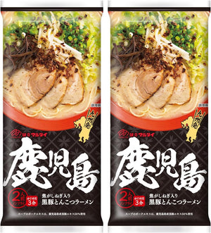 Hakata Shoshi Koushima 067-909-2 Souvenir/Trial Marutai Stick Ramen, Kagoshima Black Pork Tonkotsu Ramen, 4 Servings (2 Servings x 2 Bags)