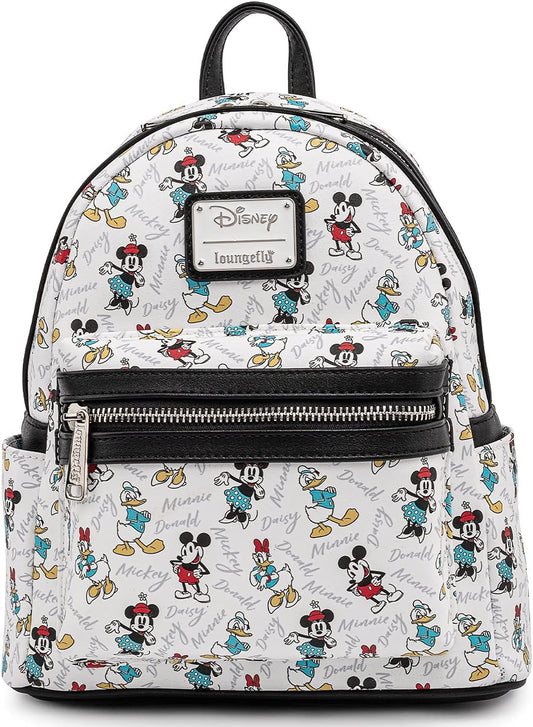 Loungefly Disney Mickey Minnie Mouse Donald Daisy Mini Mochila Bolso Blanco