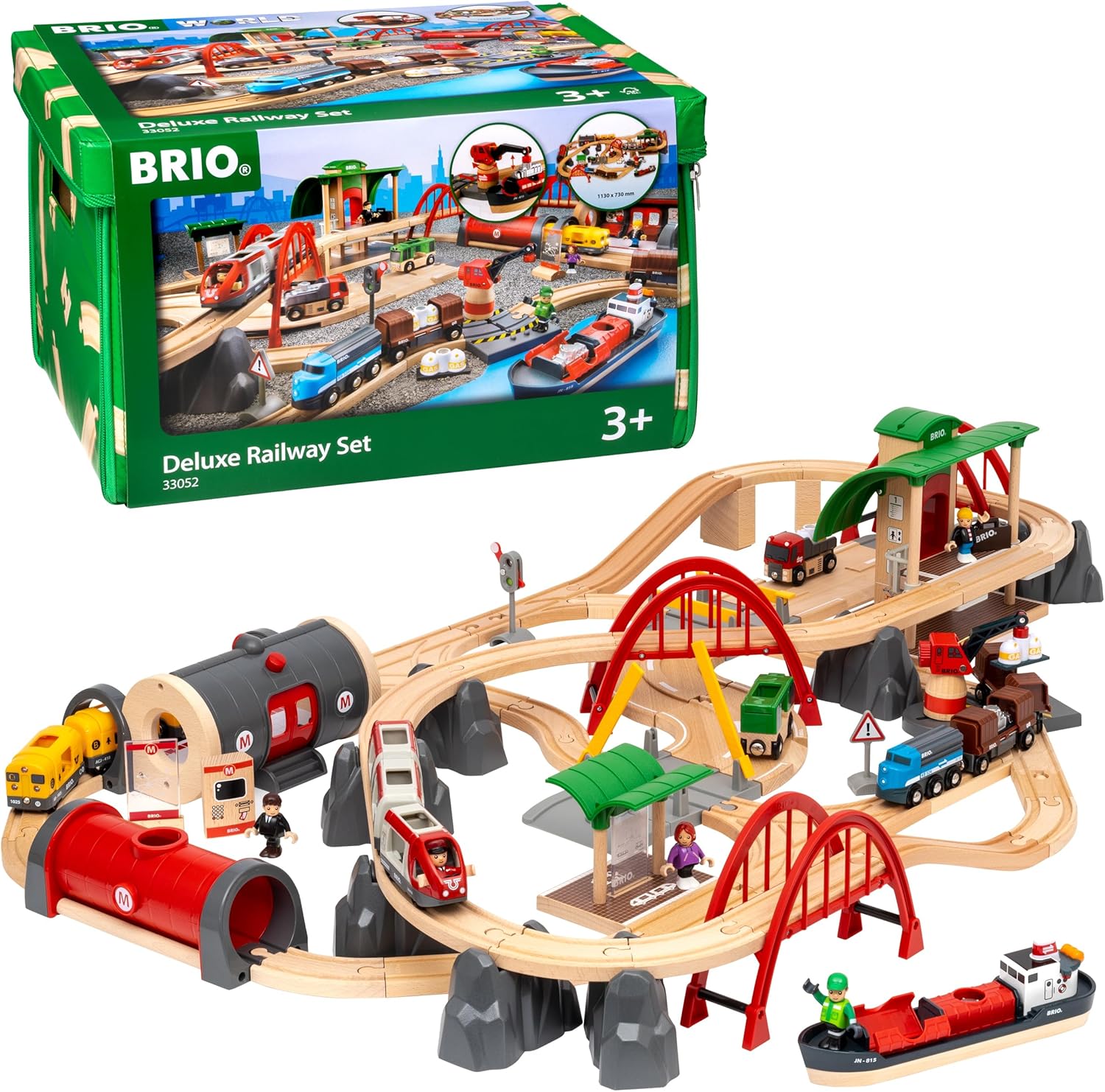 Brio 33052 Rail & Road Deluxe Set, Ages 3 and Up (Toy, Wooden Toy, Wooden Rail, Rail Set, Gift (Birthday/Christmas))