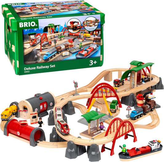 Brio 33052 Rail & Road Deluxe Set, Ages 3 and Up (Toy, Wooden Toy, Wooden Rail, Rail Set, Gift (Birthday/Christmas))