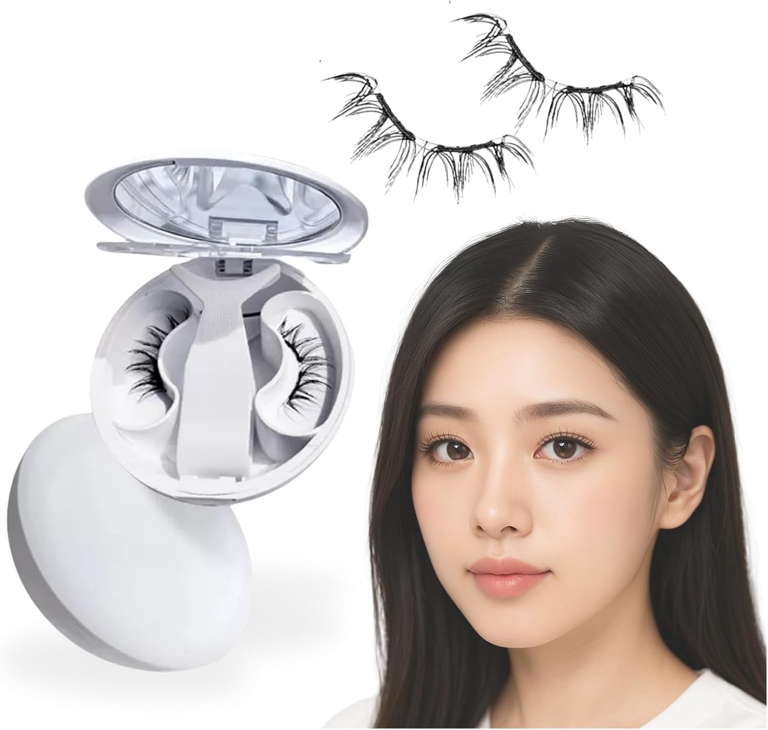 (Improved Model 2025 Model) Magnetic Eyelashes, Ultra Lightweight, Natural, One-Piece, Strong Magnet, No Adhesive, No Eyeliner Needed, Waterproof, Sweatproof, Suitable for Sensitive Skin, Reusable