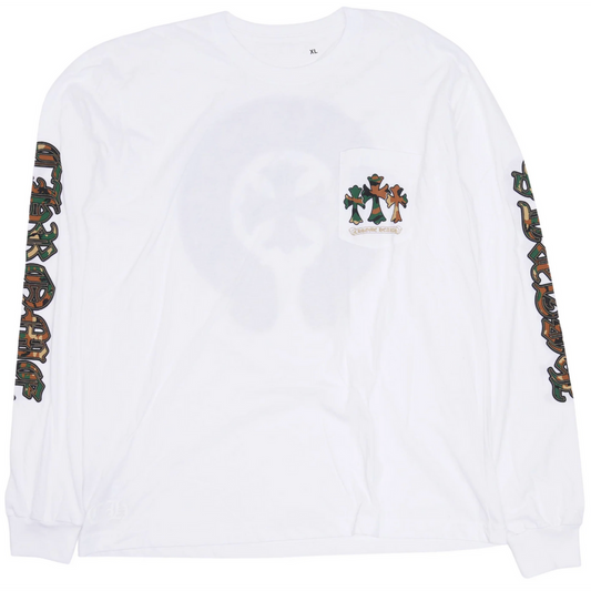 CHROME HEARTS 'CAMO HORSESHOE' WHITE LONGSLEEVE
