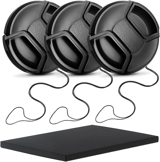 2.3 inch (58 mm) Lens Cap, Set of 3, 2.3 inches (58 mm) with Shedding Prevention Hook, Lens Protective Cap, One Touch Type (2.3 inches (58 mm)