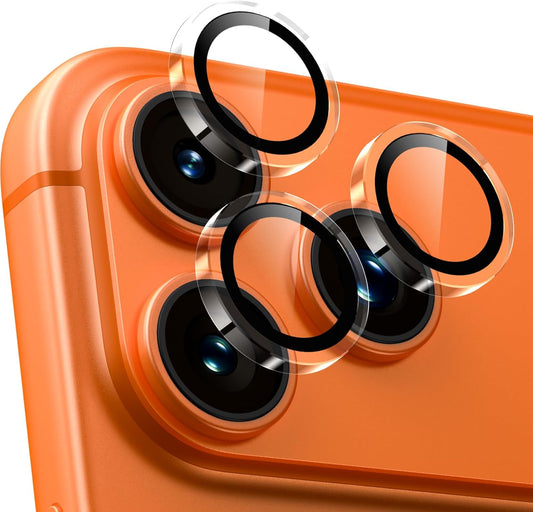 Woxuyee Camera Protective Film for iPhone 17 Pro /17 Pro Max Camera Cover 9H Tempered Glass Aluminum Alloy for iPhone 17 Pro / 17 Pro Max Camera Film Shockproof Black Edge No Flash Interference for