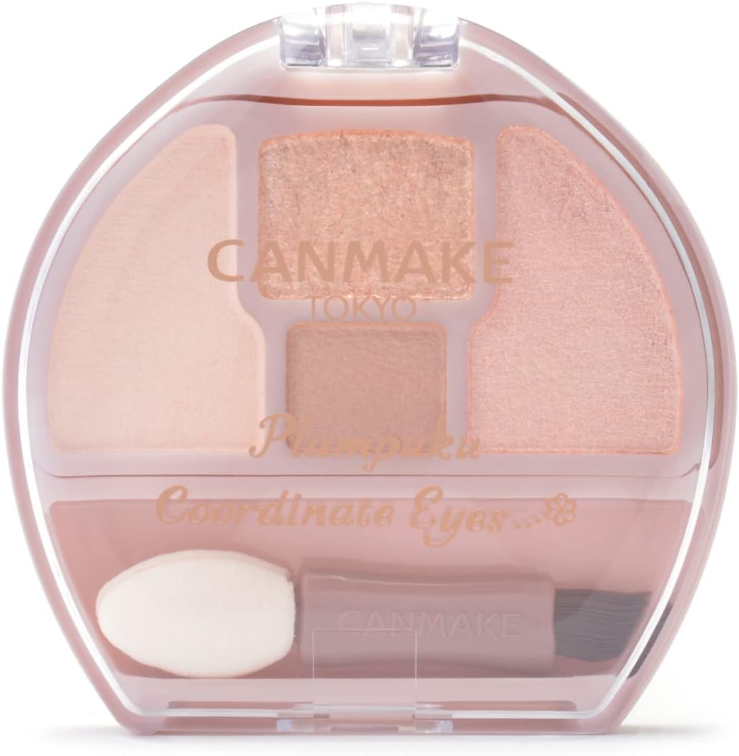 Canmake Plunpuku Corde Eyes 01 Apricot Plan Puku 0.05 oz (1.4 g) Eye Shadow for Teardrop Bags, Shadow Coral
