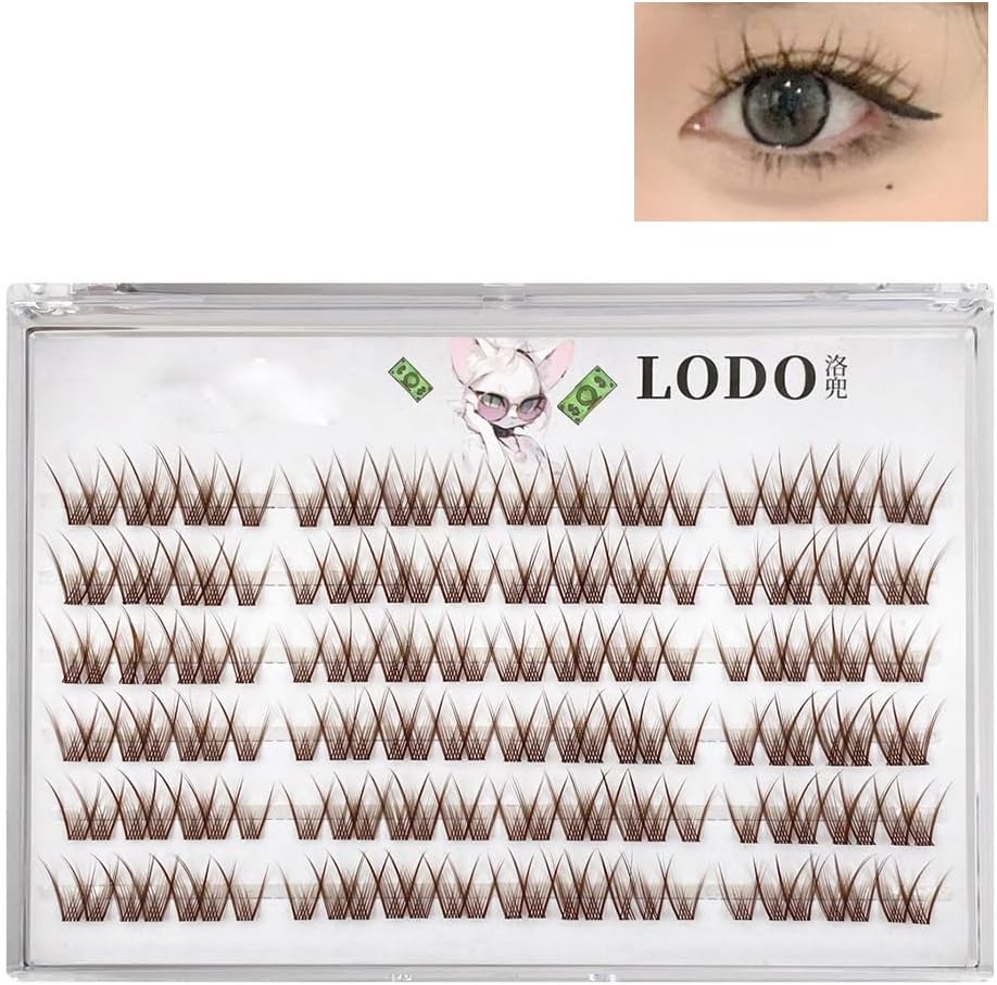 3D Brown False Eyelashes Long Natural Volume Segment Cluster Eyelashes DIY Eyelash Extensions Handmade
